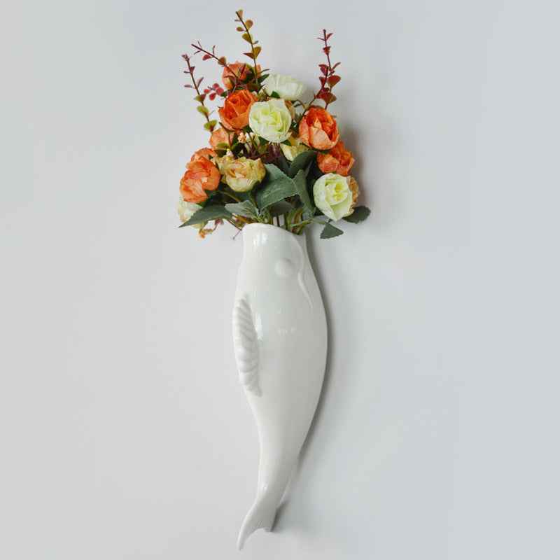 Modern Ceramic Goldfish Wall Vase – 3D Hanging Art Decor for Home & Restaurants