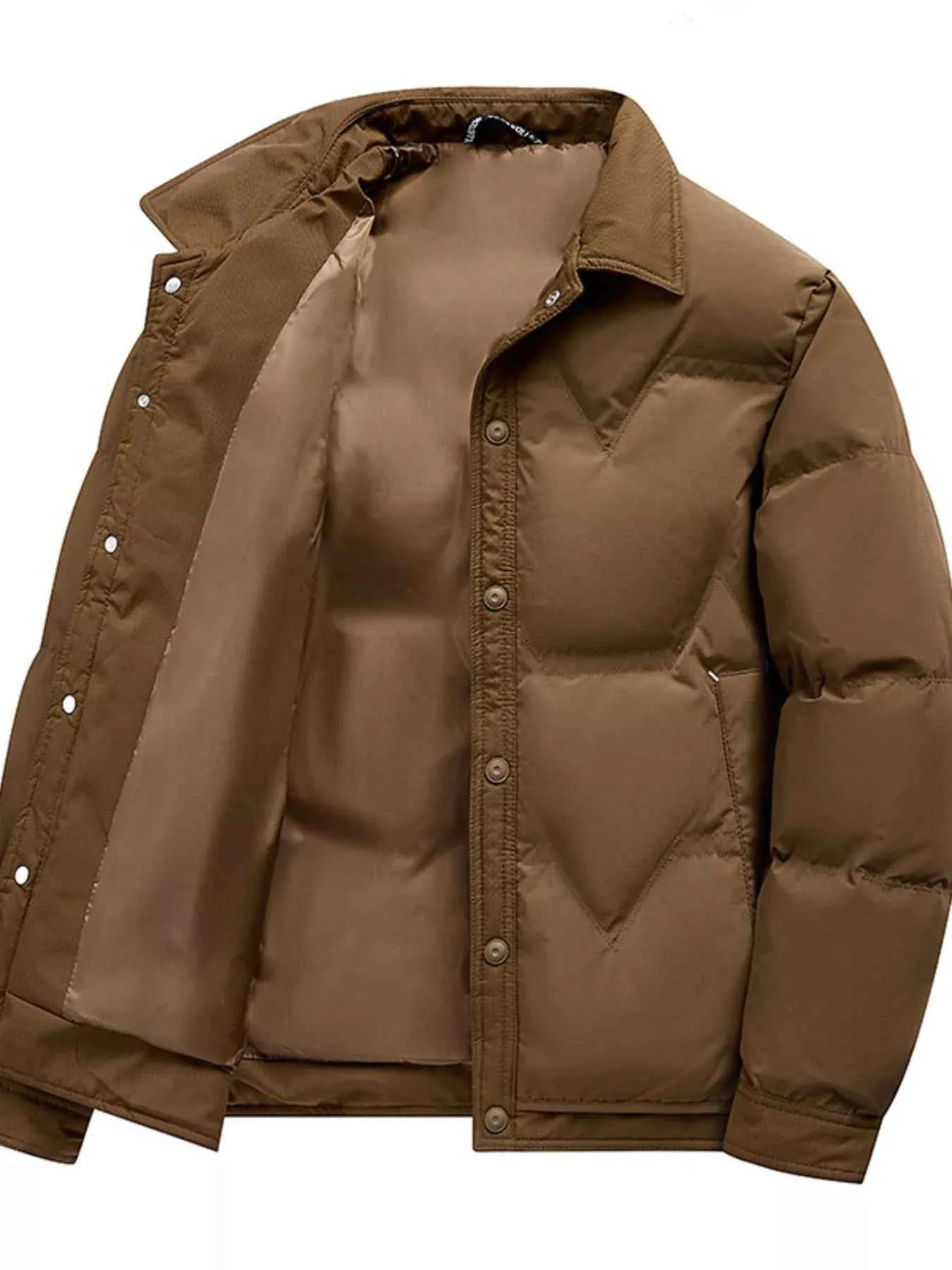 Men's Plus Size Snap-Down Padded Winter Coat