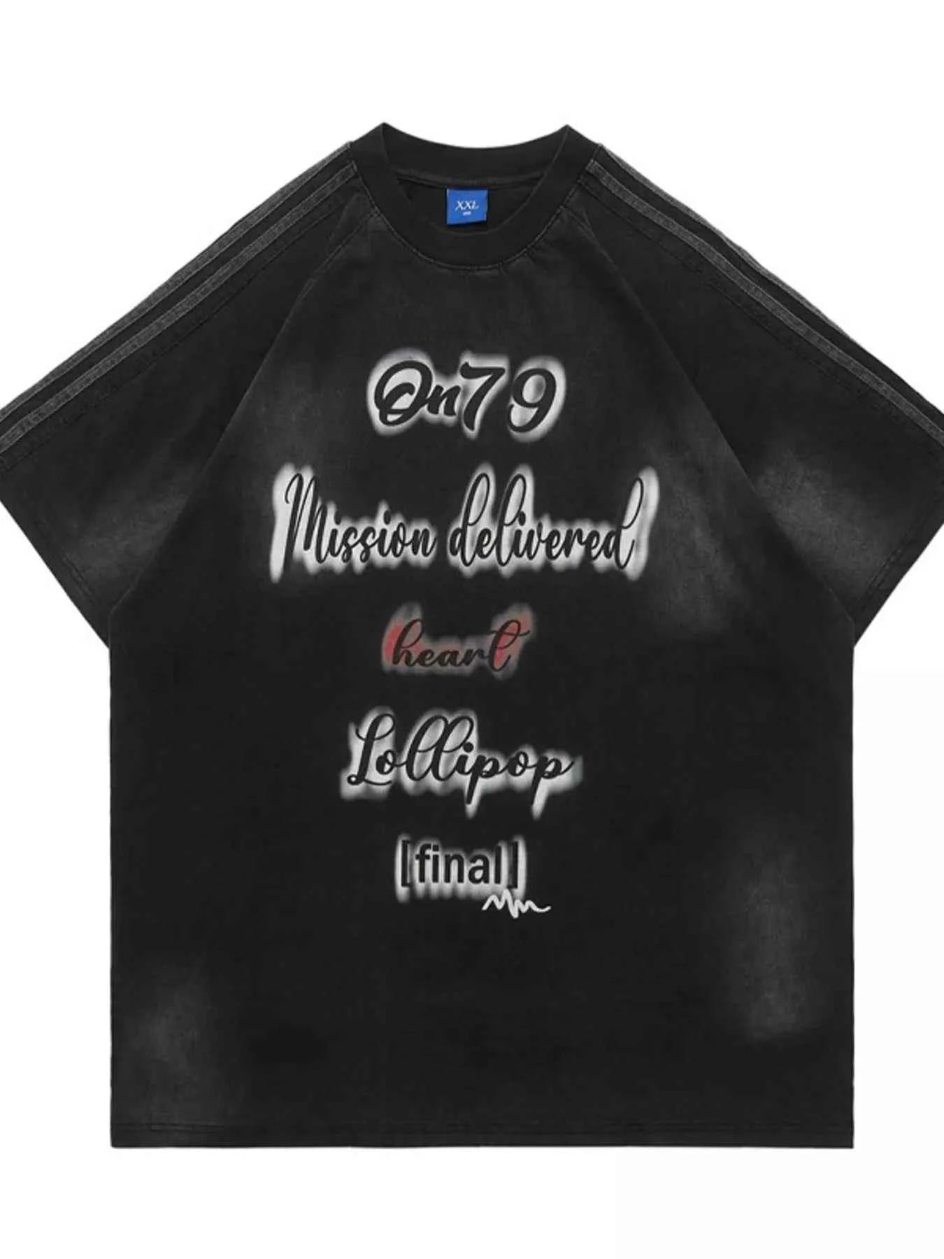 Men's Letter Round Neck Oversized T-Shirt