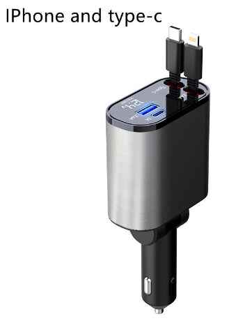 100W Metal Car Charger – Super Fast USB + Type‑C Cigarette Lighter Adapter