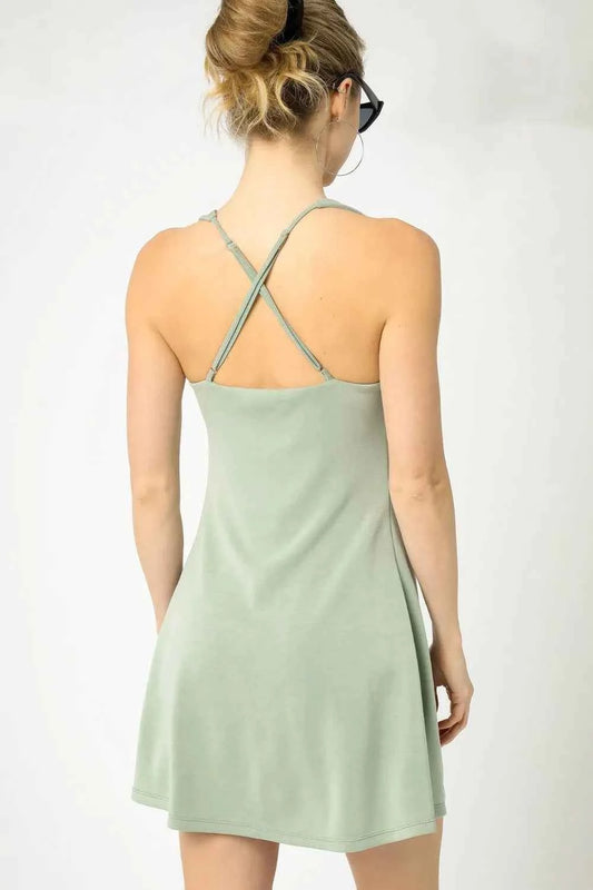 Umgee Crisscross Square Neck Active Dress