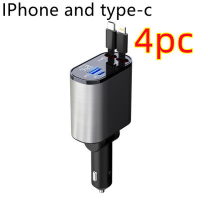 100W Metal Car Charger – Super Fast USB + Type‑C Cigarette Lighter Adapter