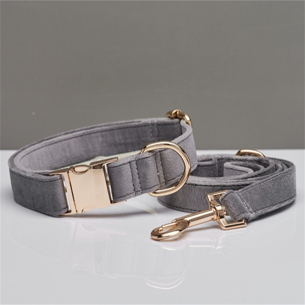 Luxury Velvet Personalized Dog Collar & Leash Set with Bow