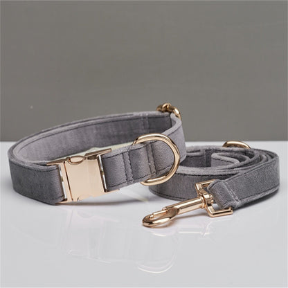Luxury Velvet Personalized Dog Collar & Leash Set with Bow