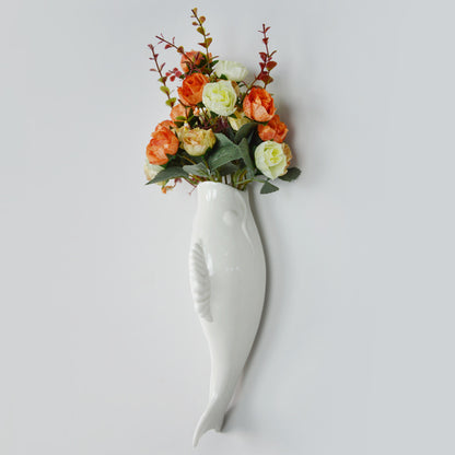 Modern Ceramic Goldfish Wall Vase – 3D Hanging Art Decor for Home & Restaurants