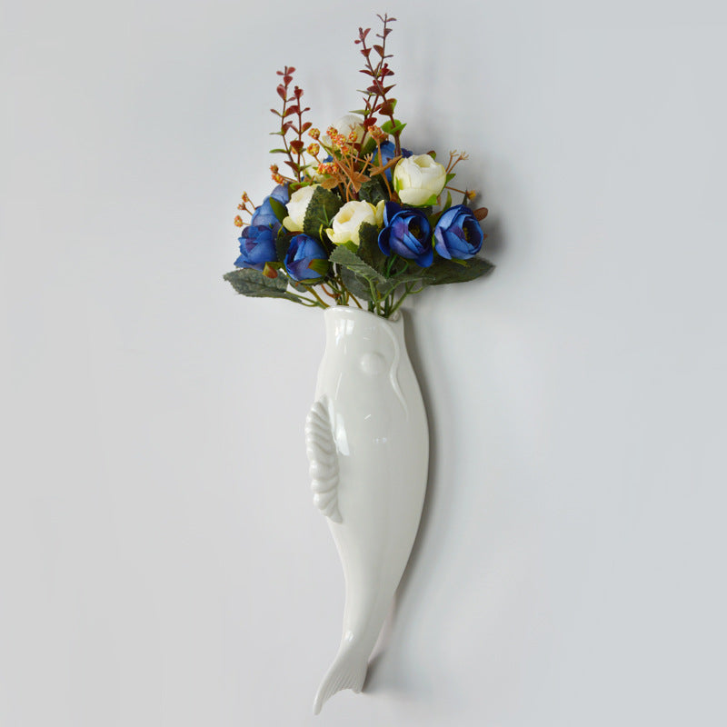 Modern Ceramic Goldfish Wall Vase – 3D Hanging Art Decor for Home & Restaurants