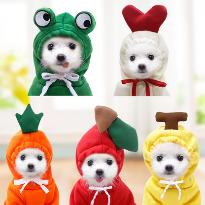 Small Dog Hoodie – Cute Fruit Fleece Coat for Puppies, Cats, Chihuahua