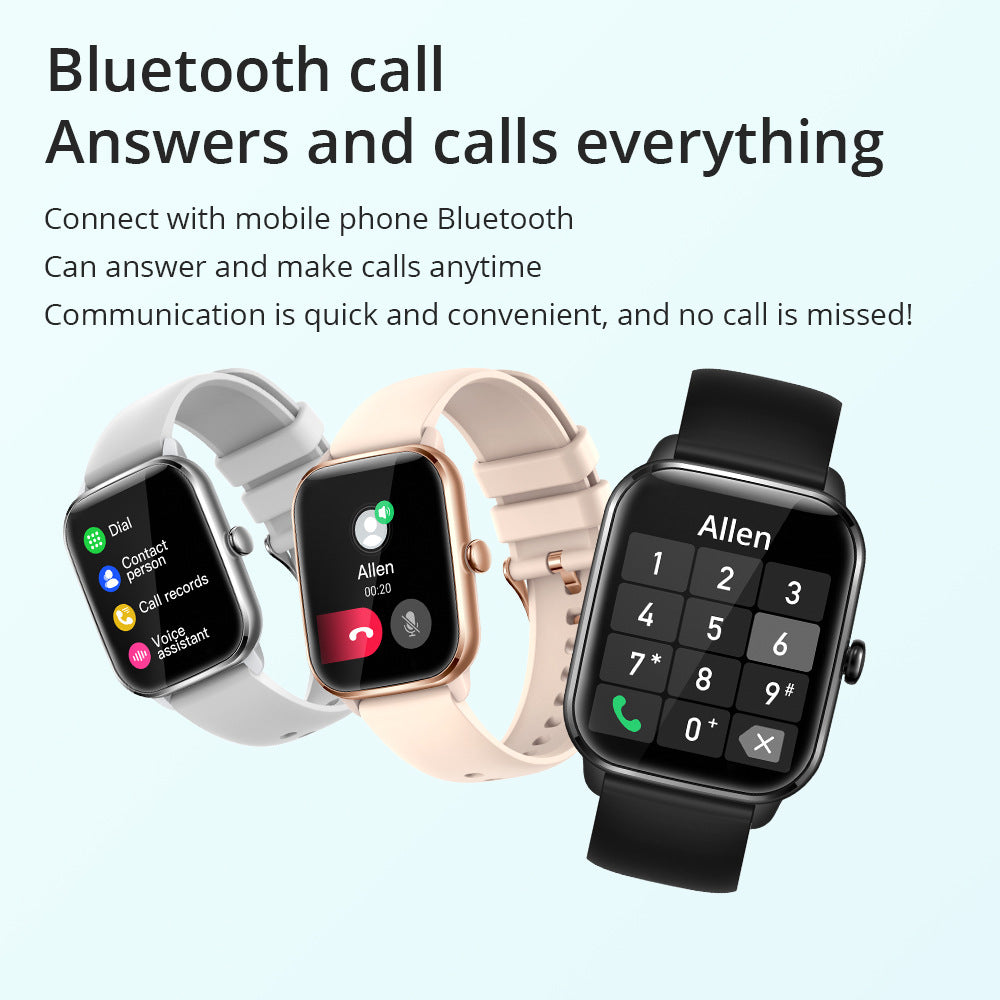 Full‑Screen Fitness Smartwatch – Heart Rate Monitor, Step Tracker, Music Control, Voice Assist