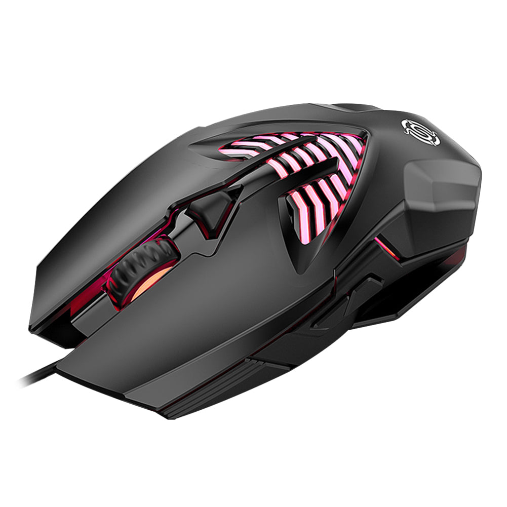 Gaming mouse with illuminated design on a white background