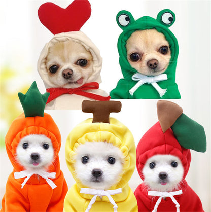 Small Dog Hoodie – Cute Fruit Fleece Coat for Puppies, Cats, Chihuahua