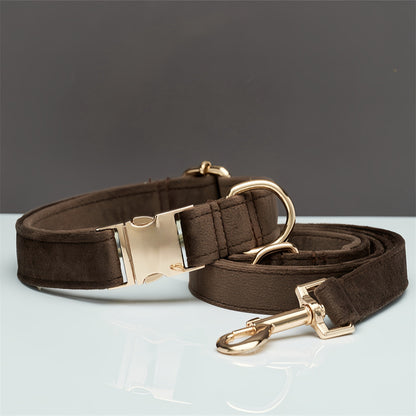 Luxury Velvet Personalized Dog Collar & Leash Set with Bow