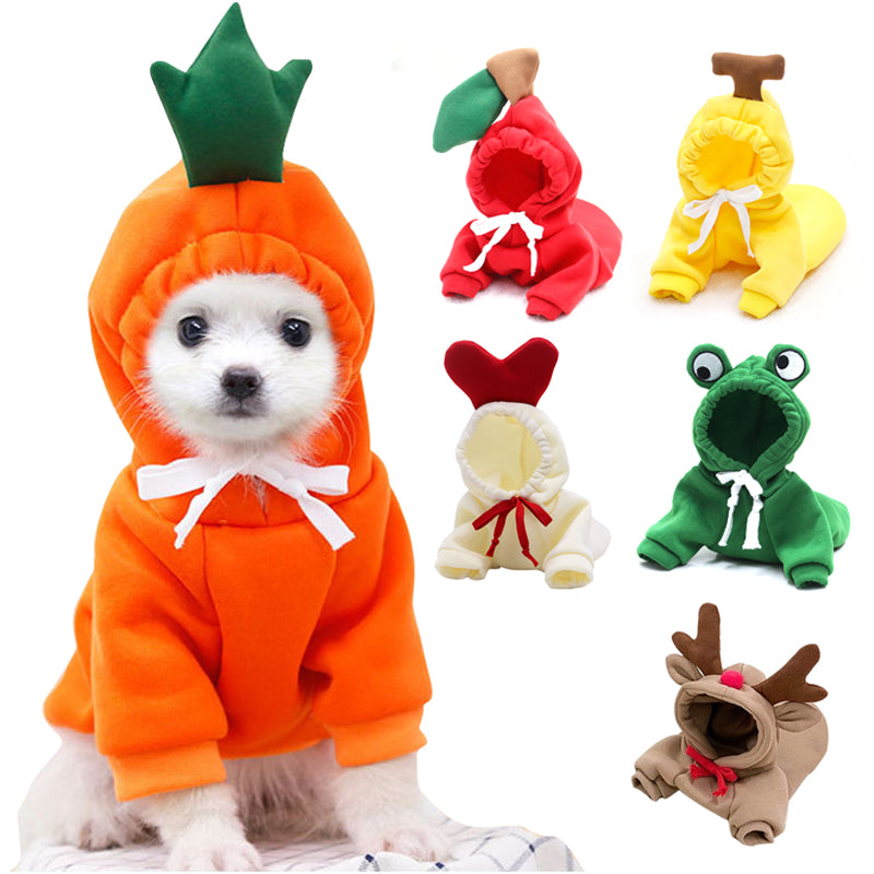Small Dog Hoodie – Cute Fruit Fleece Coat for Puppies, Cats, Chihuahua